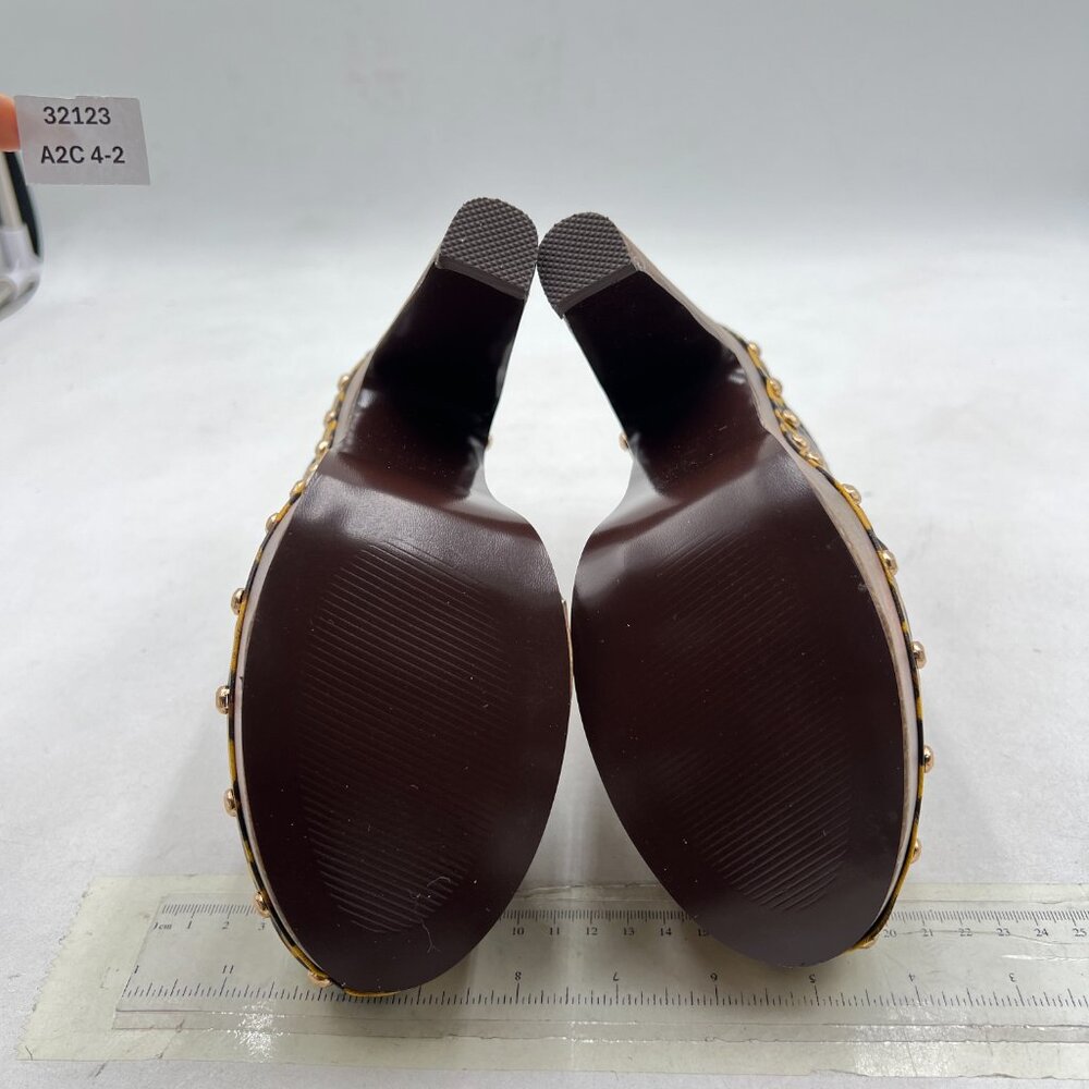 FSJ Leopard Print Platform Clog Mules in Tan and Brown - Picture 7 of 8